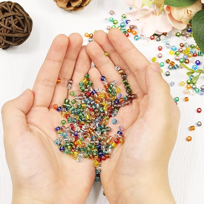 4mm Silver Lined Glass Seed Beads Kit - 3960pcs with Storage Box, 24 Vibrant Colors (165pcs/Color), Ideal for Jewelry Making, Bracelets & DIY Crafts