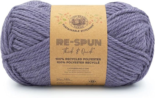 Lion Brand Yarn, Re-Spun Thick & Quick Super Bulky Yarn for Knitting, Crochet, and Crafts, Acai, 1 Pack, Soft Fiber for Chunky Blankets, Bulky Throws, and Cozy Sweaters
