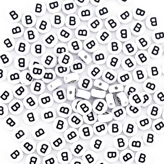 sunrica 300pcs round clay letter beads for charms bracelets making 4x7mm individual white alphabet beads b