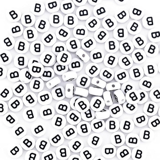 sunrica 300pcs round clay letter beads for charms bracelets making 4x7mm individual white alphabet beads b