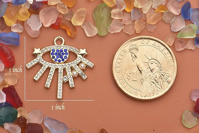 Pack of 20 Rhinestone Charms Gold Plated Pendants Pave Crystal Accessories for Necklace Bracelet Jewelry Making DIY Crafting