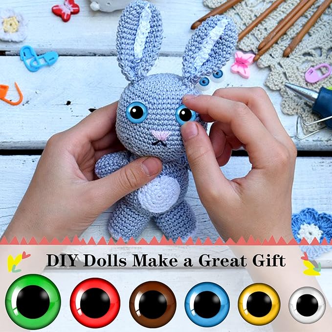 UPINS 180 Pieces 12-30 mm Large Safety Eyes and Nose with Washers for Amigurumi Stuffed Animal Eyes Plastic Craft Doll Crochet Eyes for DIY of Puppet, Bear, Toy Making Supplies (Assorted Colors)