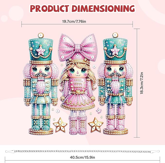 Bowetile Christmas Diamond Art Hanging Kits for Adults, Diamond Art Suncatchers Nutcracker, 5D Special Shape Diamond Painting Pendant Window Ornament Christmas Gifts for Home Door Wall Decor