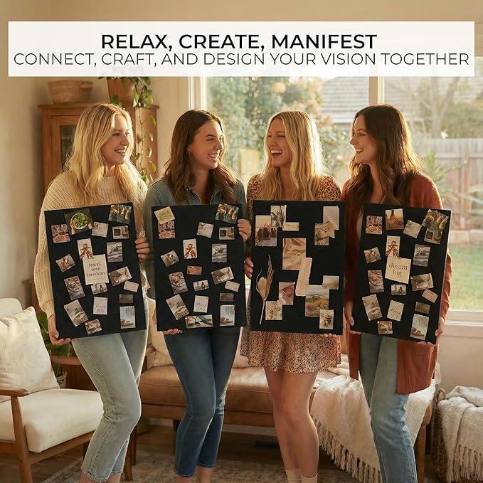 Inspirational Vision Board Kit – Complete Set with Vision Board Book & Felt Board, Motivational Pictures & Quotes to Map Your Goals & Dreams - The Perfect Supplies to Visualize Goal Setting & Success