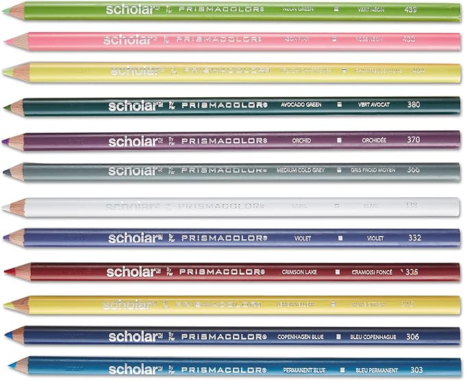 Prismacolor Scholar Colored Pencils, 48 Count - Vibrant Colors, Art Supplies, Drawing, Coloring, For Beginner Artists