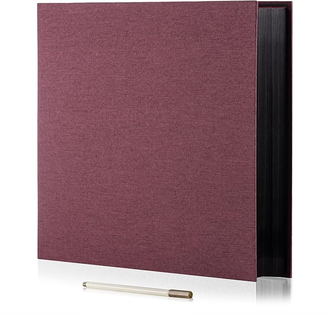 Large Photo Album Self Adhesive for 4x6 8x10 Magnetic Scrapbook Album DIY 60 Black Sticky Pages Linen Cover Photo Album(Purple)
