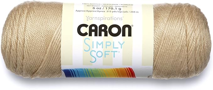 Caron Simply Soft Solids Yarn (4) Medium Gauge 100% Acrylic - 6 oz - Bone- Machine Wash & Dry (H970039703)