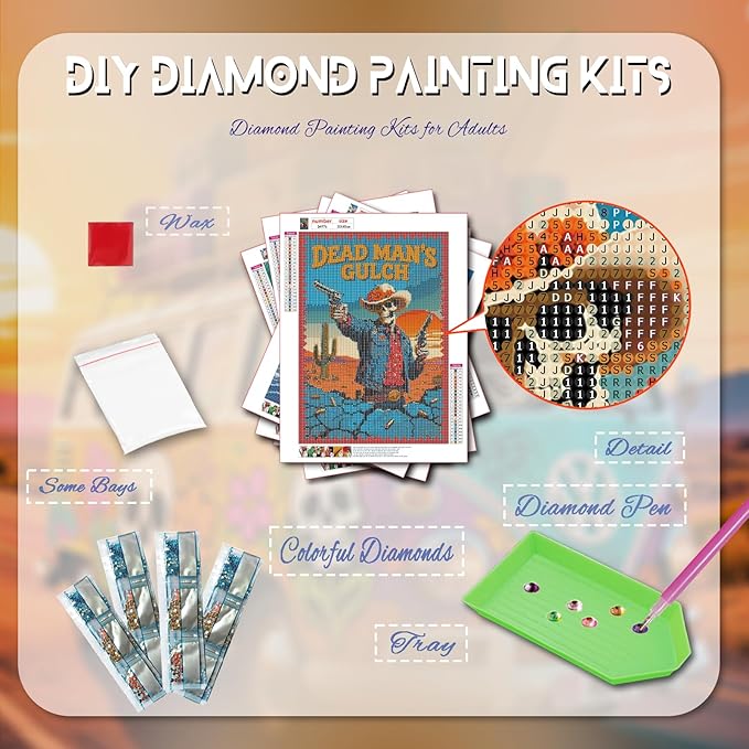 DOTZSO Diamond Art Kits for Adults, 5D Skull Diamond Painting Kits for Adults,DIY Full Drill Diamond Art Painting Kits Gem Art and Crafts 11.8x15.7 (Inches)