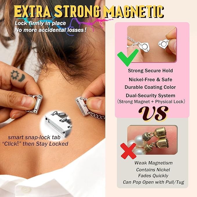 KRFY Extra Strong Magnetic Necklace Clasps and Closures, Necklaces Separator for Layering Stacks, Necklace Chain Extenders for Women, Magnet Detangler Clasp Jewelry Bracelet 11Pcs Silver Color