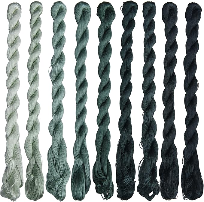 Natural 100% Silk Thread, Handmade Embroidery Thread Silk Floss 9 Colors 110m Each (43)