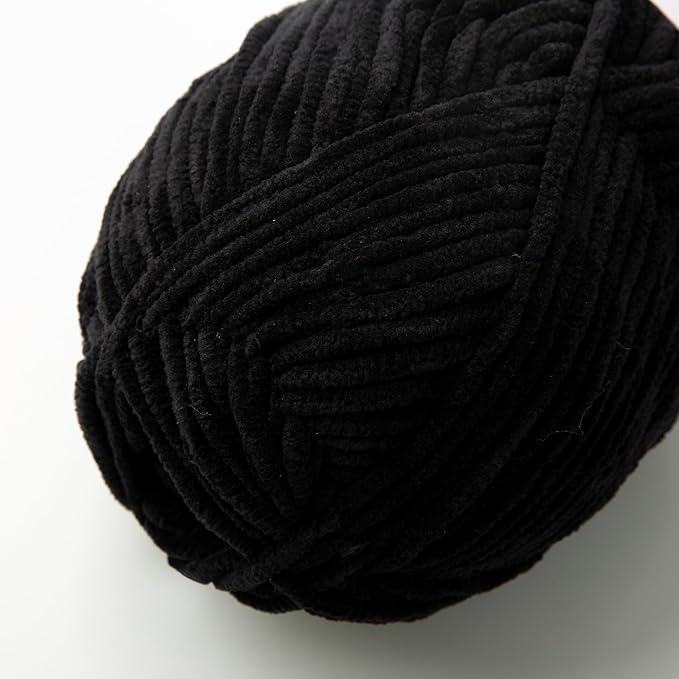 3PCS 3.5oz Chenille Yarn for Blankets Amigurumi: Soft Velvet Baby Yarn Blanket Knitting and Crocheting Bulky 5# Yarn 3 Skeins of 100g (Black)