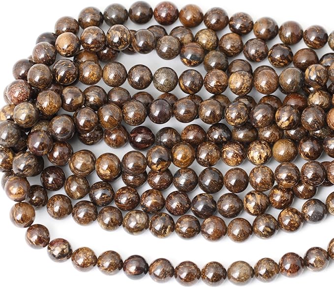 cheavian 35pcs 10mm natural bronzite gemstone round loose beads for jewelry making diy handmade 1 strand 15"