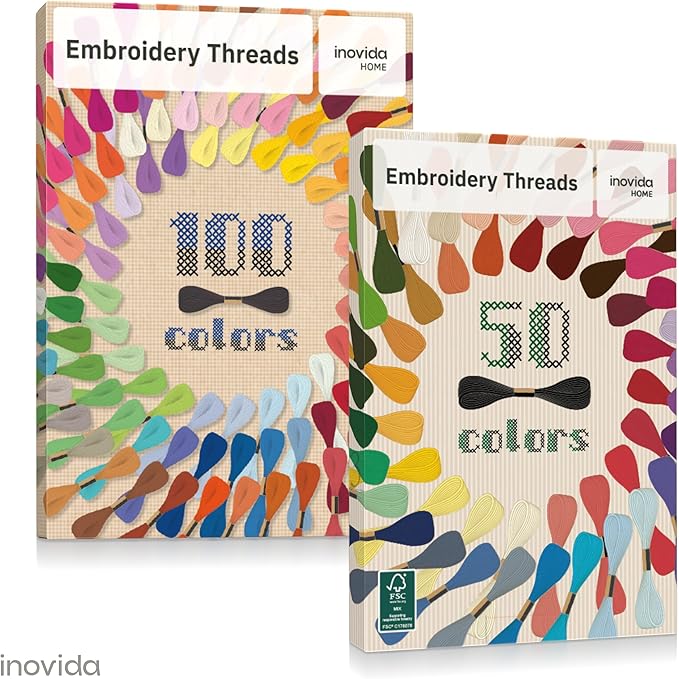 Embroidery Floss Set - 50 Colors x 16 Feet : Crafting & Sewing Thread Kit for Friendship Bracelets, Cross Stitch, Weaving for Beginners & Pros