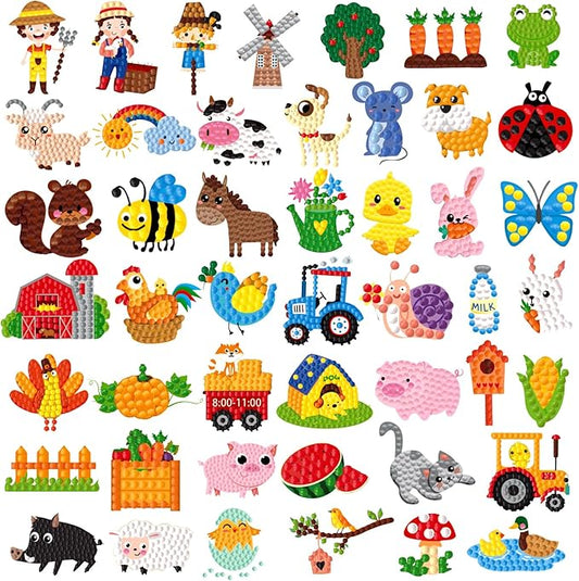 Labeol Diamond Art Kits for Kids Boys and Girls Ages 6-8-10-12 Easy to DIY Creative Diamond Art Sticker Craft by Numbers Kits for Kids and Adult Beginners (Farm)