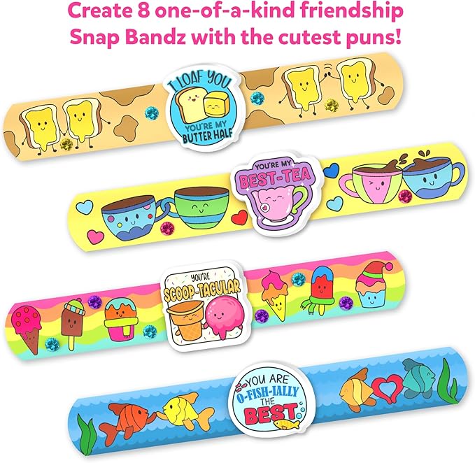 skillmatics craft activity - snap bandz, friendship bands, diy jewelry art & craft activity, mess-free, creative kit, 8 bands (8.6"), gifts for girls & boys ages 4, 5, 6, 7, 8, 9, 10