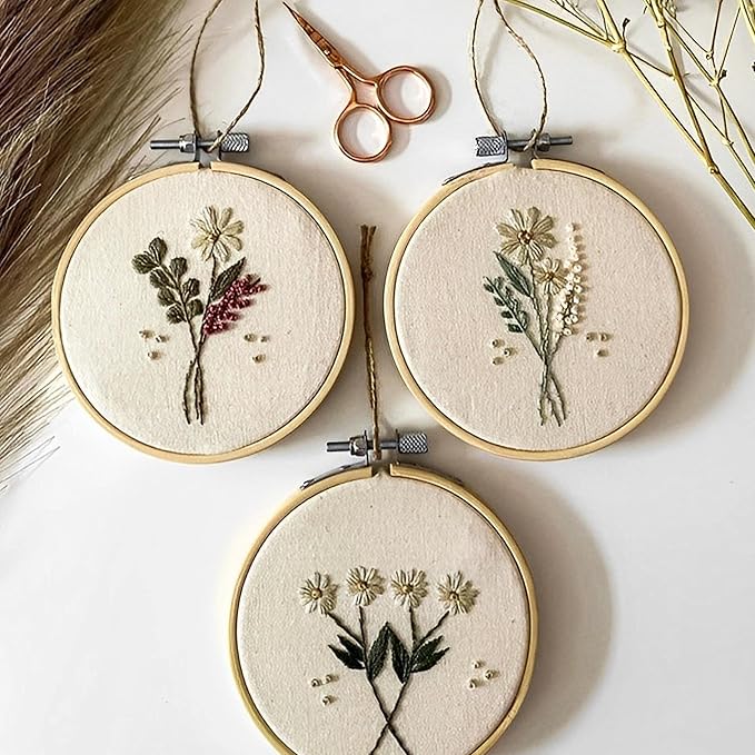 giemson embroidery hoop 4 inch 12 pieces small embroidery hoops bamboo circle cross stitch hoop for embroidery art craft sewing