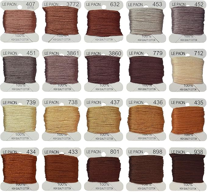 Embroidery Floss bobbins - Cross Stitch Threads - Friendship Bracelets Floss - Crafts Floss - 20 Bobbins Per Pack Embroidery Floss,Light Peach Flesh Gradient