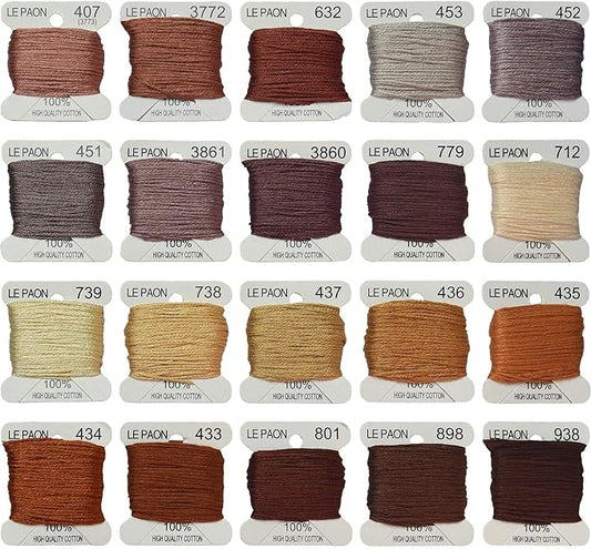 Embroidery Floss bobbins - Cross Stitch Threads - Friendship Bracelets Floss - Crafts Floss - 20 Bobbins Per Pack Embroidery Floss,Light Peach Flesh Gradient