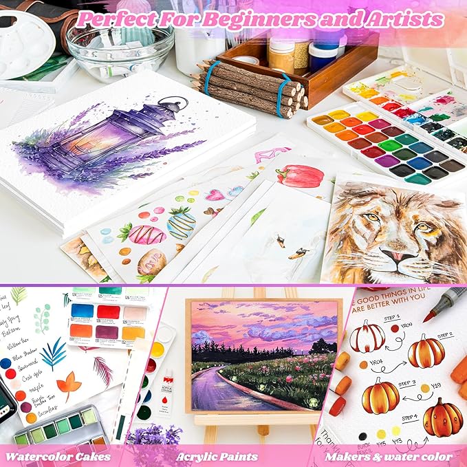 100 Sheets Watercolor Paper, 4"x6" White Water Color Paper Bulk, 140lb/300gsm Cold Press Water Color Paper for Artists Drawing Coloring Sketching Painting, Arts and Crafts Supplies for Kids Adults