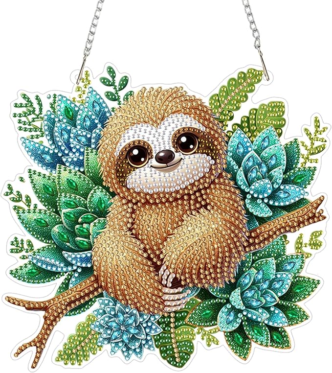 ZeeLionArt Hanging Diamonds Art kit for Adult,Animal Pendant Diamonds Painting Art Kit,7.2x7.7inch Acrylic Diamonds Painting Board Kit Ornament, Special Crystal Diamond Hanging Ornament