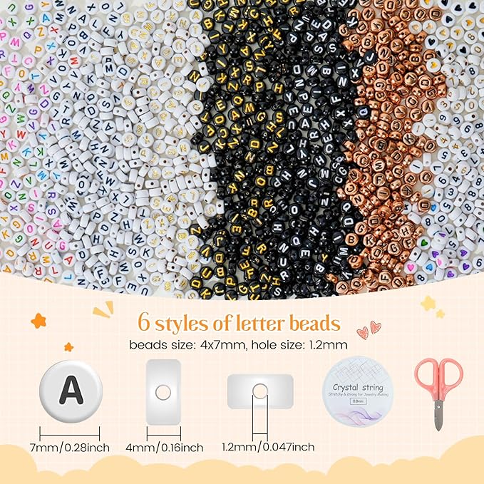 1400 Pcs Letter Beads Kit, 28 Styles White Acrylic Alphabet Beads Letter Beads for Jewelry Making wiht Number Beads Heart Beads Friendship Bracelet Kit