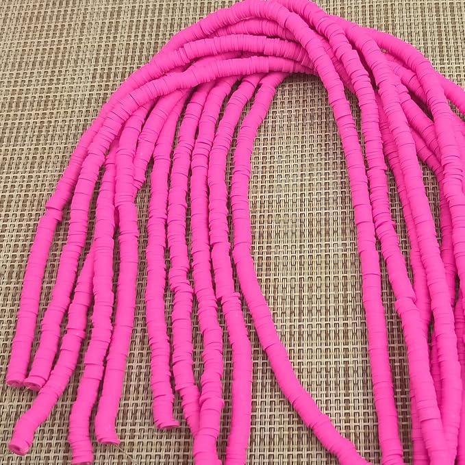 3500 Pcs 6mm Colorful Flat Clay Beads for DIY Polymer Round Handmade Jewelry Making for Necklace Bracelet Earring Pendant and Anklet Craft Making(DeepPink)