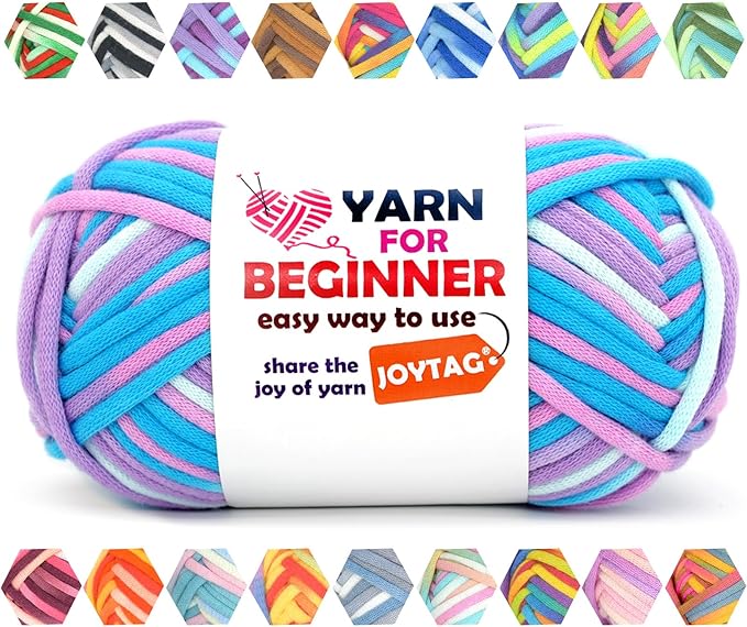 50g Rainbow Beginner Crochet Yarn for Crocheting and Knitting Multicolor Cotton Crochet Yarn for Beginners Easy Yarn for Beginners(Blue Pink Purple)