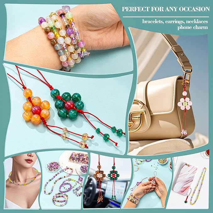 Craft Glass Assorted Beads for Bracelet Making Kit, Including Rondelle Beads, Facted crystal Beads, Ideal for DIY Handmade, Charms, Necklaces & Accessories, Jewelry Making Supplies for Beads Lovers