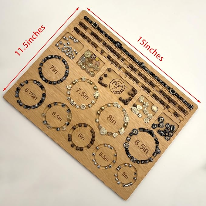 NOAVAOL Bead Boards for Jewelry Making, Combi Bamboo Beading Board for Jewelry Bracelet Making, Beading Trays Design Mats for Necklace, Bracelet, DIY Design Bamboo