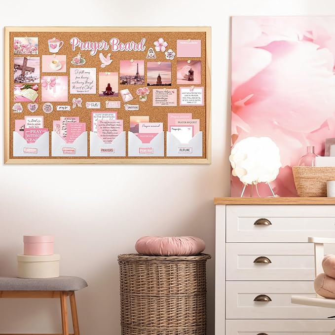 Prayer Board Stickers Supplies - 162 Pcs Prayer Board Kit with Pins Envelope Bible Verse Quotes Cards, Motivational Scrapbook Stickers for Women, Bible Study Supplies (Not Cork Board)
