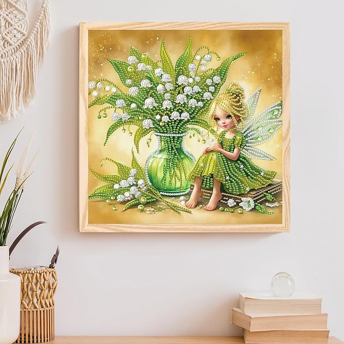 AiYuanzsh 5D Special Shape Diamond Art Kits for Beginners, Butterfly Fairy Diamond Art Painting Kits for Adults, Crystal Rhinestones Diamond Art Painting for Home Wall Decoration Gift 12×12 inch