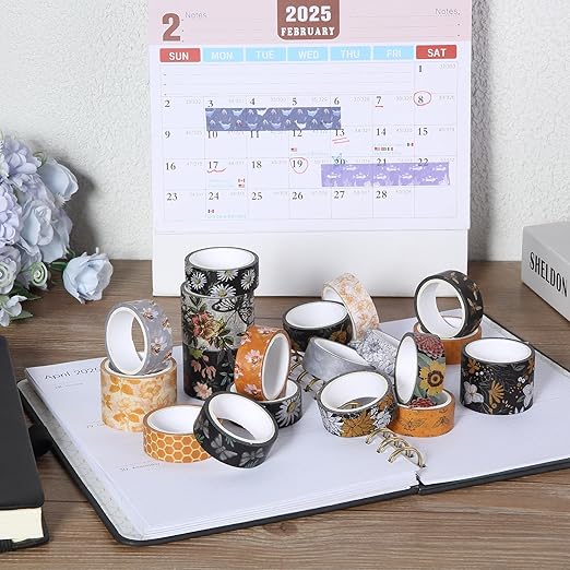 Mr. Pen- Washi Tape Set, 20 Rolls, Golden Hives Theme, Washi Tape for Journaling