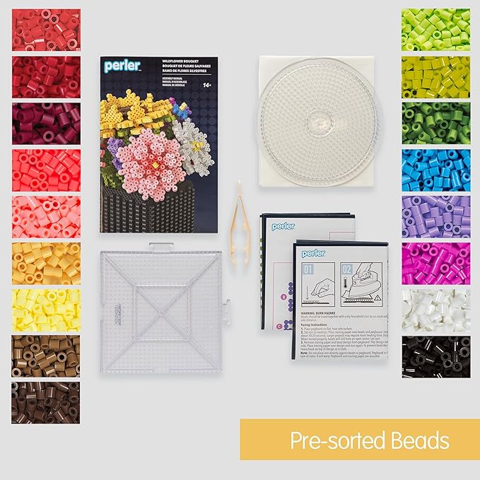 Perler 80-57239 Wildflower Bouquet 3D Fused Bead Craft Activity Kit, Multicolor, 8007 Pieces