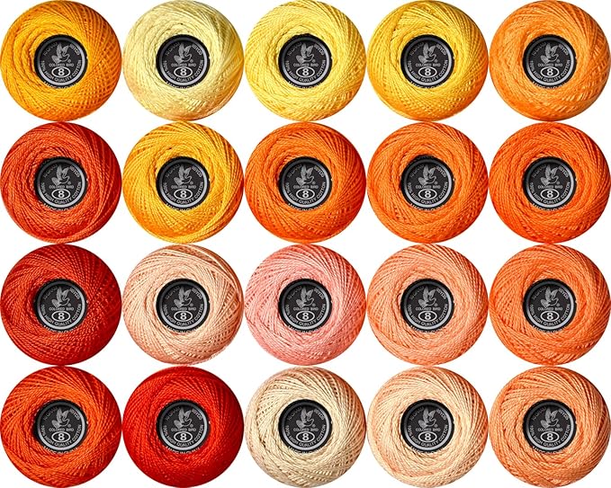 Soft 20 Colors Classic Crochet Thread 20 Pack,100% Cotton (Than-972-722)