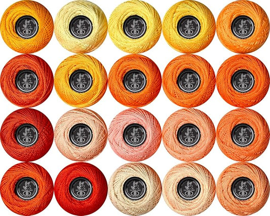 Soft 20 Colors Classic Crochet Thread 20 Pack,100% Cotton (Than-972-722)