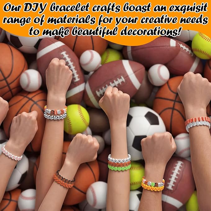 Highergo 1200 Pcs Sports Ball Beads for Jewelry Making, Sports Stackable Ball Charms Cute Fun Beads Gifts for Baseball Basketball Soccer Rugby Volleyball Football Bead for DIY Bracelets Making Kit