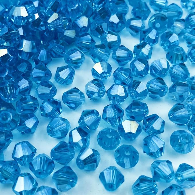 600pcs Bicone Crystal Beads 3mm Crystal Glass Faceted Beads for Necklace Bracelet Earrings DIY Jewelry Crafts Making Supplies(Deep Lake Blue AB)