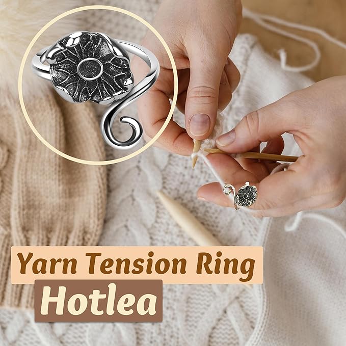 4 Pieces Crochet Ring for Finger Adjustable Yarn Tension Rings for Crocheting Yarn Guide Knitting Rings Crochet Tools