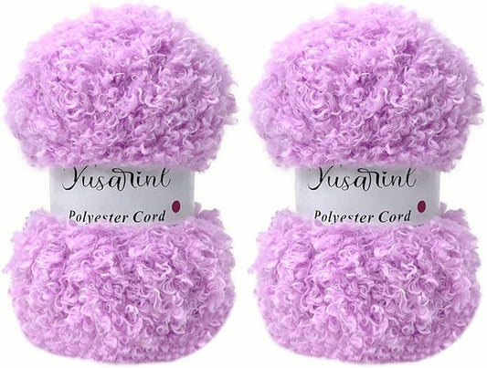 (32 Colors Available) Yusarinl 2 Skeins Teddy Bear Yarn,Fuzzy Yarn for Crochet Polyester Plush Fur for Crafts Fluffy Fuzzy for Knitting(6.7 oz, 80 yds)-Bright Purple