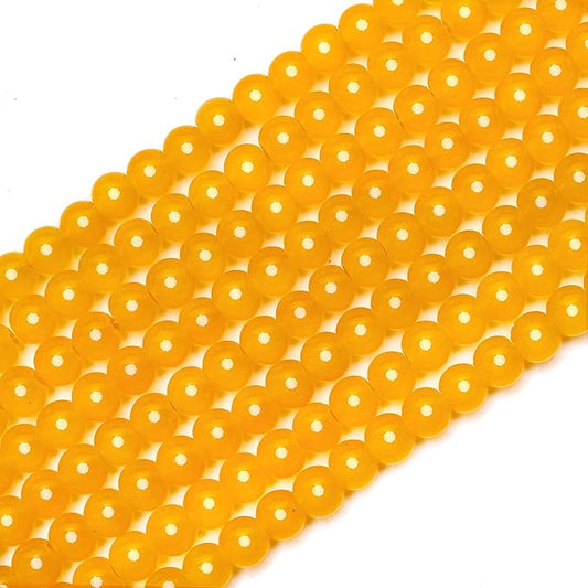 300PCs 6mm Yellow Jade Glass Beads Bulk, Round Smooth Hole Glass Crystal Beads for Jewelry Making, DIY Bracelets, Necklaces, Bag Charms, Keychains and Craft Projects
