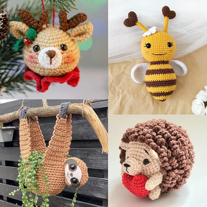 3 Pack Beginners Crochet Yarn Light Brown+Brown+Coffee Cotton Crochet Yarn for Crocheting Knitting Beginners with Easy-to-See Stitches Cotton-Nylon Blend Crochet Yarn for Beginners Crochet Kit(3x50g)