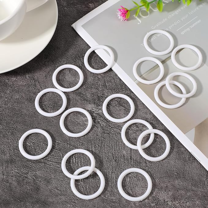 20 Pack Plastic Rings for Crafts, Plastic O Rings 1 Inch White Craft Ring, Crochet Hook Circle Ring for Handbag, Curtain, Craft Projects
