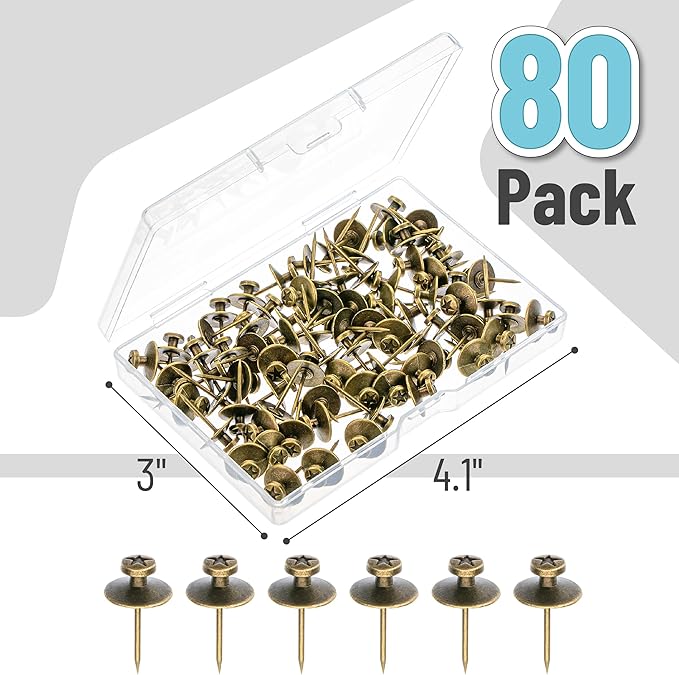 Mr. Pen- Double Headed Picture Hanging Nails, 80 Pack, Bronze, Picture Nails, Tacks for Wall Hangings, Pins, Thumb Tacks, Picture Hangers