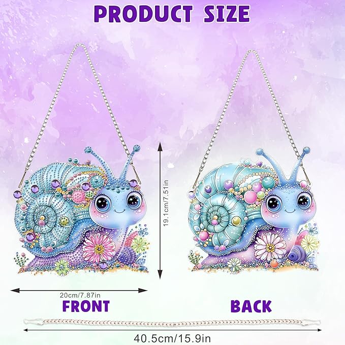 DOMROM Snail Diamond Art Hanging Kits for Adults Beginners, Special Shaped Crystal Diamond Painting Snail Pendant, DIY Diamond Art Suncatchers Animal for Home Garden Wall Decor Gift