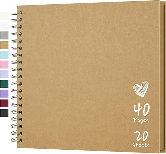 Scrapbook 10x10 Inch DIY Scrapbook Album Hardcover Kraft Paper Scrap Book Photo Albums 40 Pages Perfect for 4x6 / 5x7 Photos Memory Book for Family, Wedding