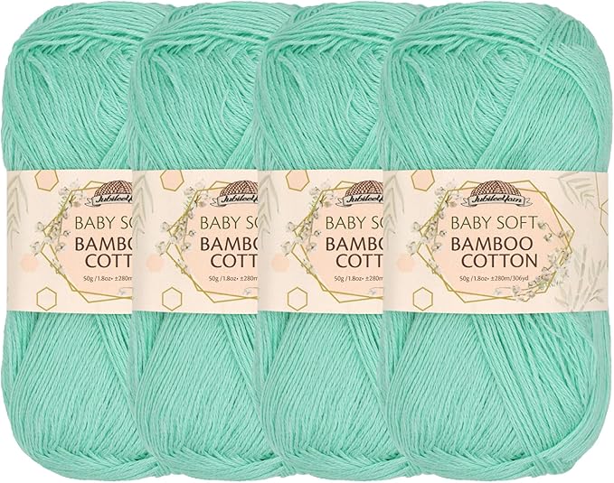 JubileeYarn Baby Soft Bamboo Cotton Yarn - 50g/Skein - Caribbean Reef - 4 Skeins