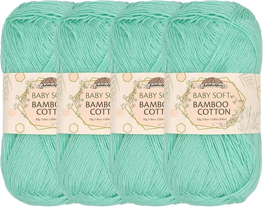 JubileeYarn Baby Soft Bamboo Cotton Yarn - 50g/Skein - Caribbean Reef - 4 Skeins