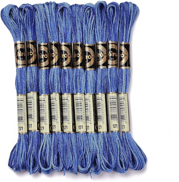 FASHEWELRY 10 Skeins Embroidery Floss Friendship Bracelet String Threads 6-Ply 0.5mm Dark Blue Cross Stitch Embroidery Thread for Sewing Bracelet Making Stitching Crafts