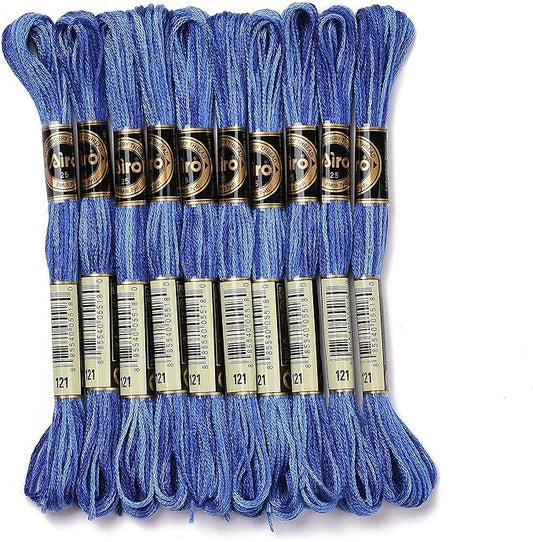 FASHEWELRY 10 Skeins Embroidery Floss Friendship Bracelet String Threads 6-Ply 0.5mm Dark Blue Cross Stitch Embroidery Thread for Sewing Bracelet Making Stitching Crafts