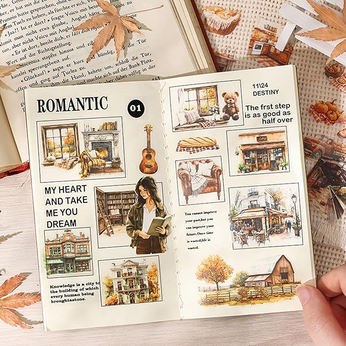 500PCS Pre-Cut Vintage Journal Stickers Kit, People House Landscape Transparent Waterproof Stickers for Junk Journal Supplies, DIY Craft, Planners, Journaling, Scrapbooking, Laptop, Cell Phone